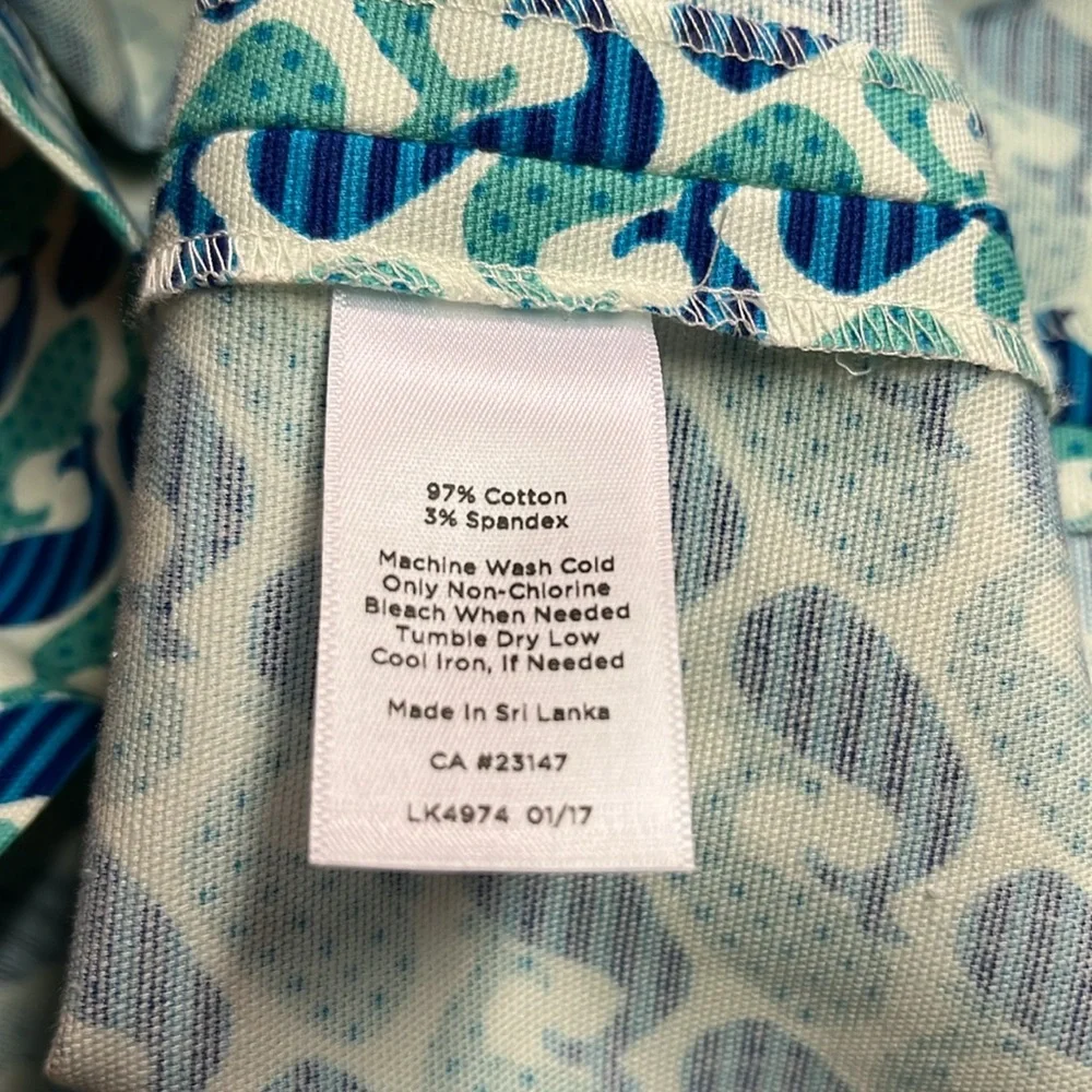 Talbots Blue Whale Print Twill Cotton High-Waist Mini Skirt